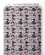 Tissu - Dinosaures halloween rose