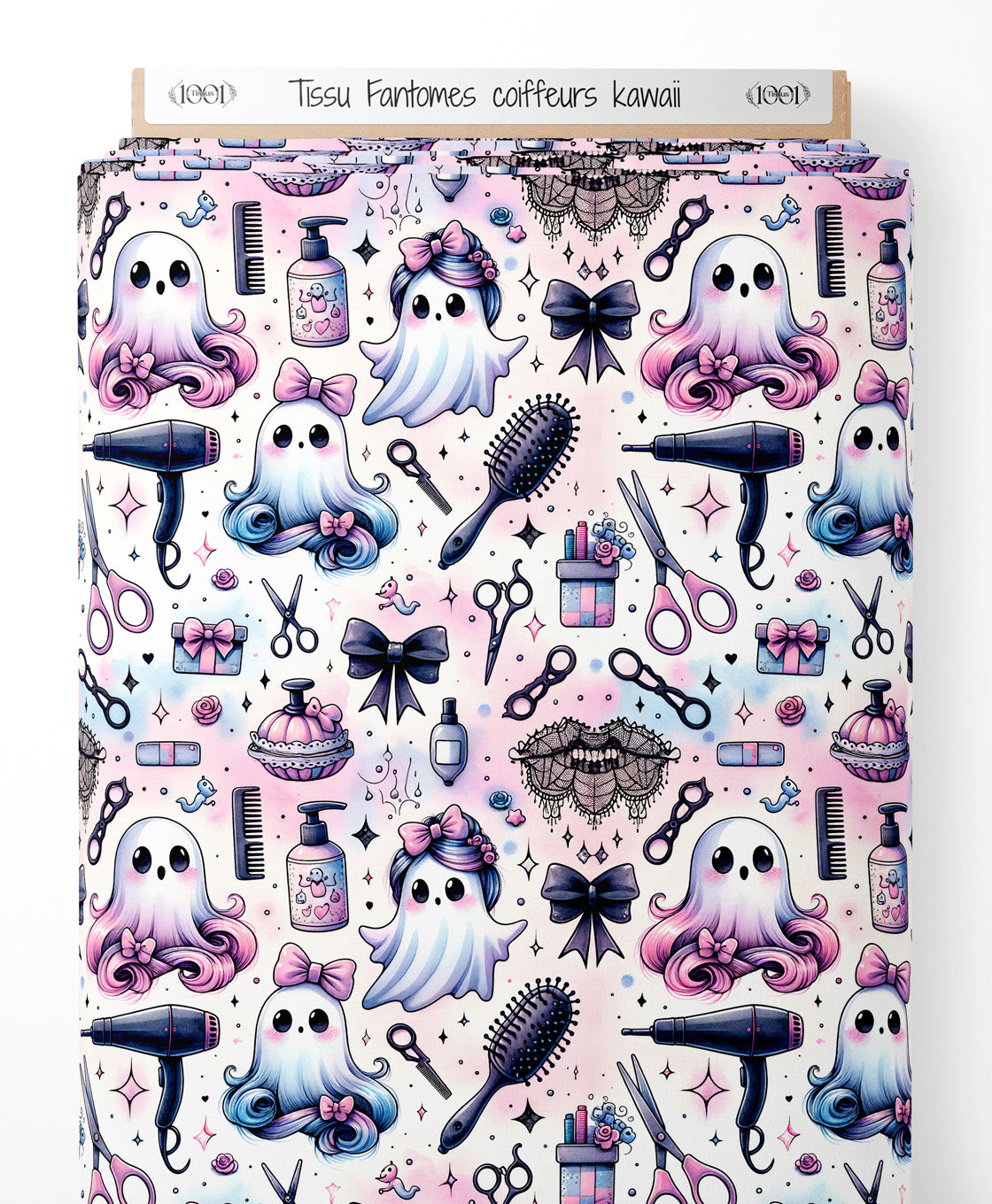Tissu - Fantômes coiffeurs kawaii