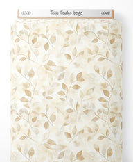Tissu - feuilles beiges