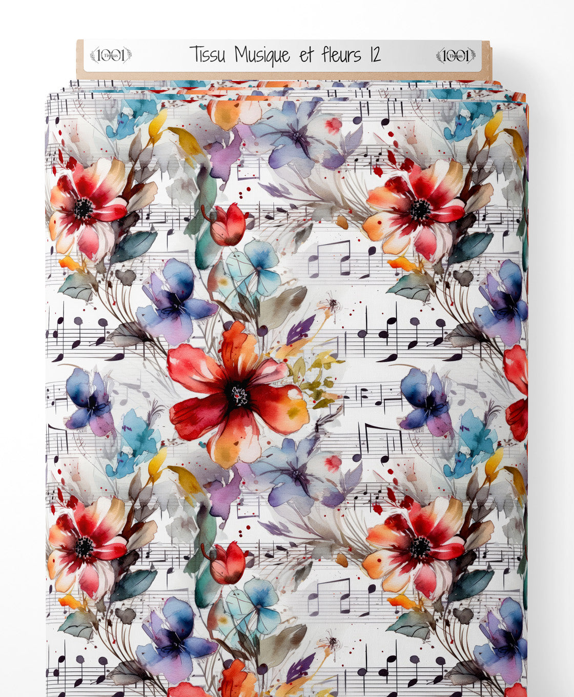 Tissu - Musique et fleurs 12