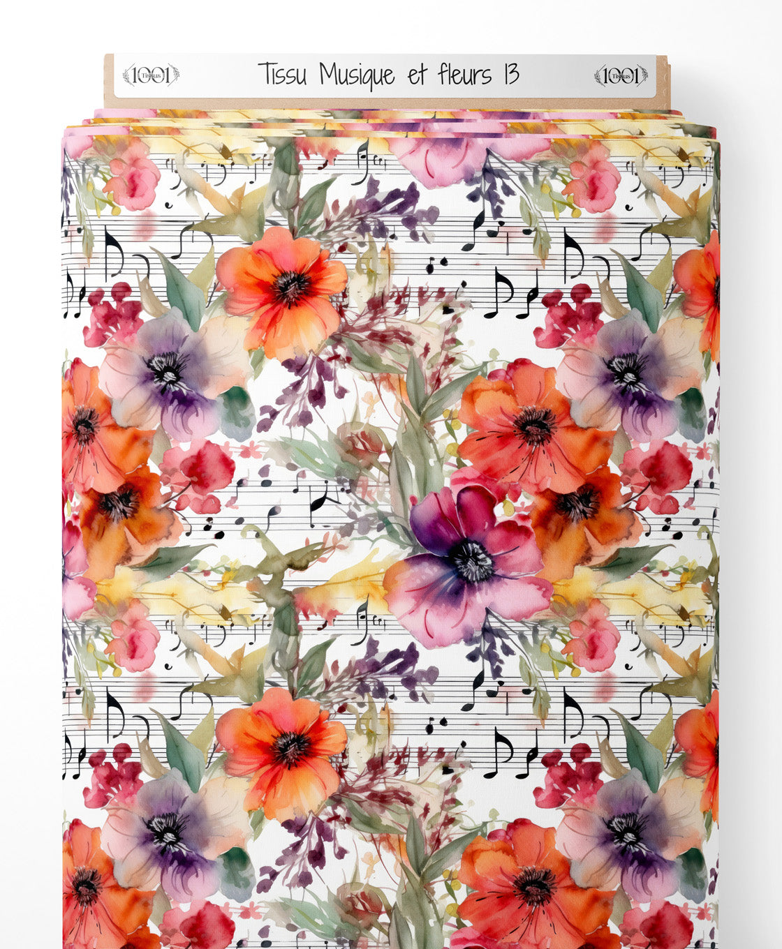 Tissu - Musique et fleurs 13