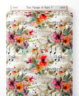 Tissu - Musique et fleurs 3