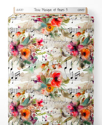 Tissu - Musique et fleurs 3