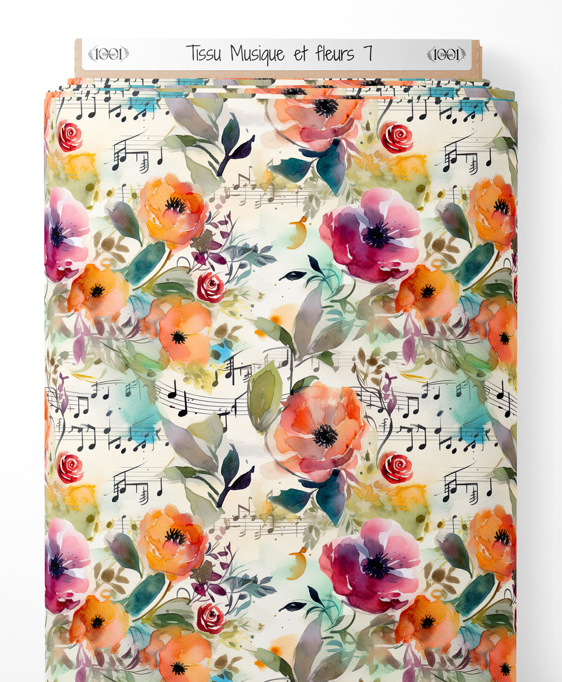 Tissu - Musique et fleurs 7
