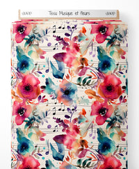 Tissu - Musique et fleurs