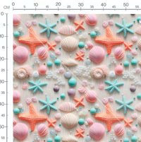 Tissu - 3D Coquillages blancs