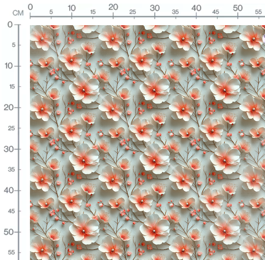 Tissu - 3D fleurs blanches