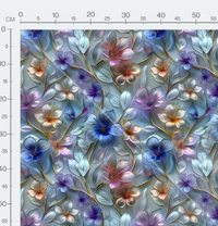 Tissu - 3D Fleurs liseré or