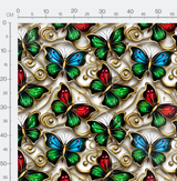 Tissu - 3D papillons métaliques