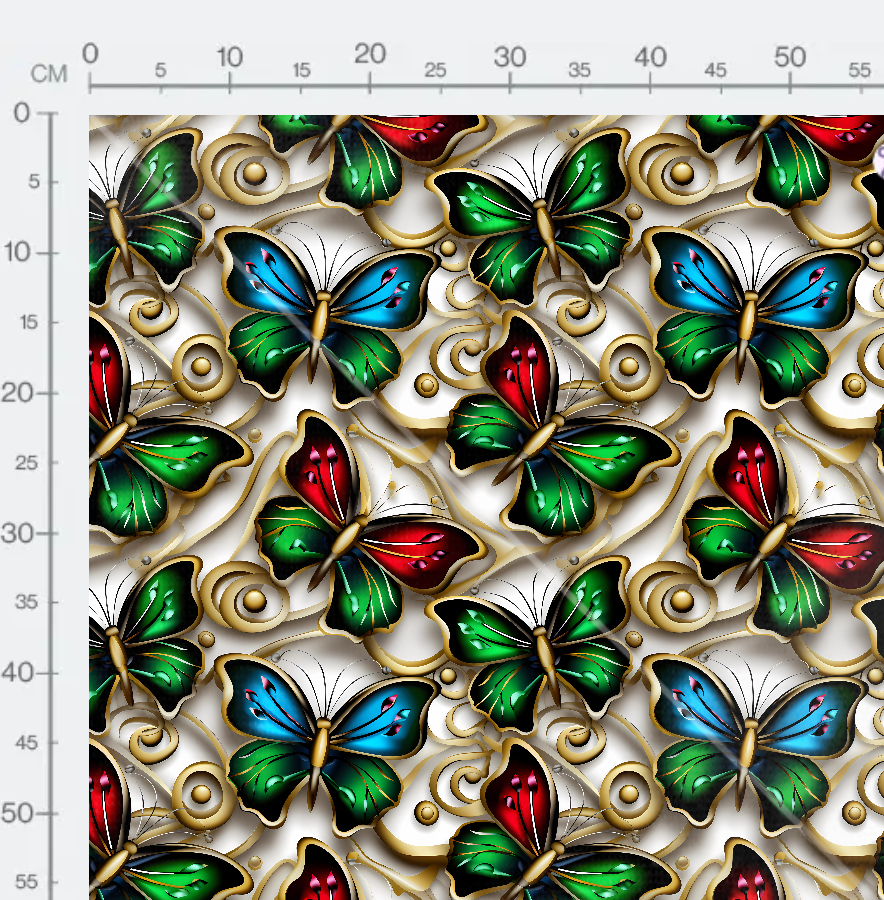 Tissu - 3D papillons métaliques