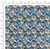 Tissu - 3D fleurs bleues