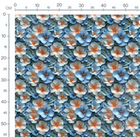 Tissu - 3D fleurs bleues