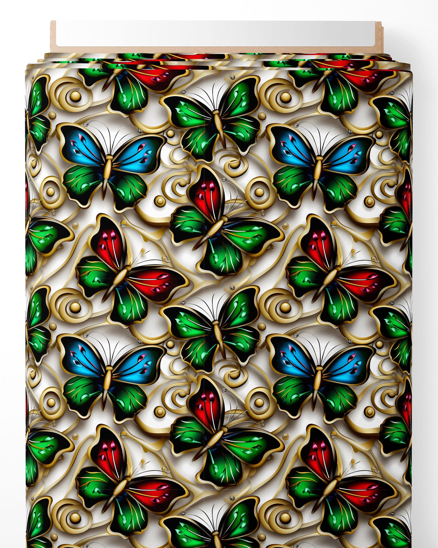 Tissu - 3D papillons métaliques