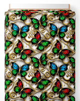 Tissu - 3D papillons métaliques