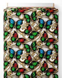 Tissu - 3D papillons métaliques