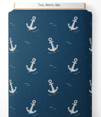 Tissu - Ancres bleu