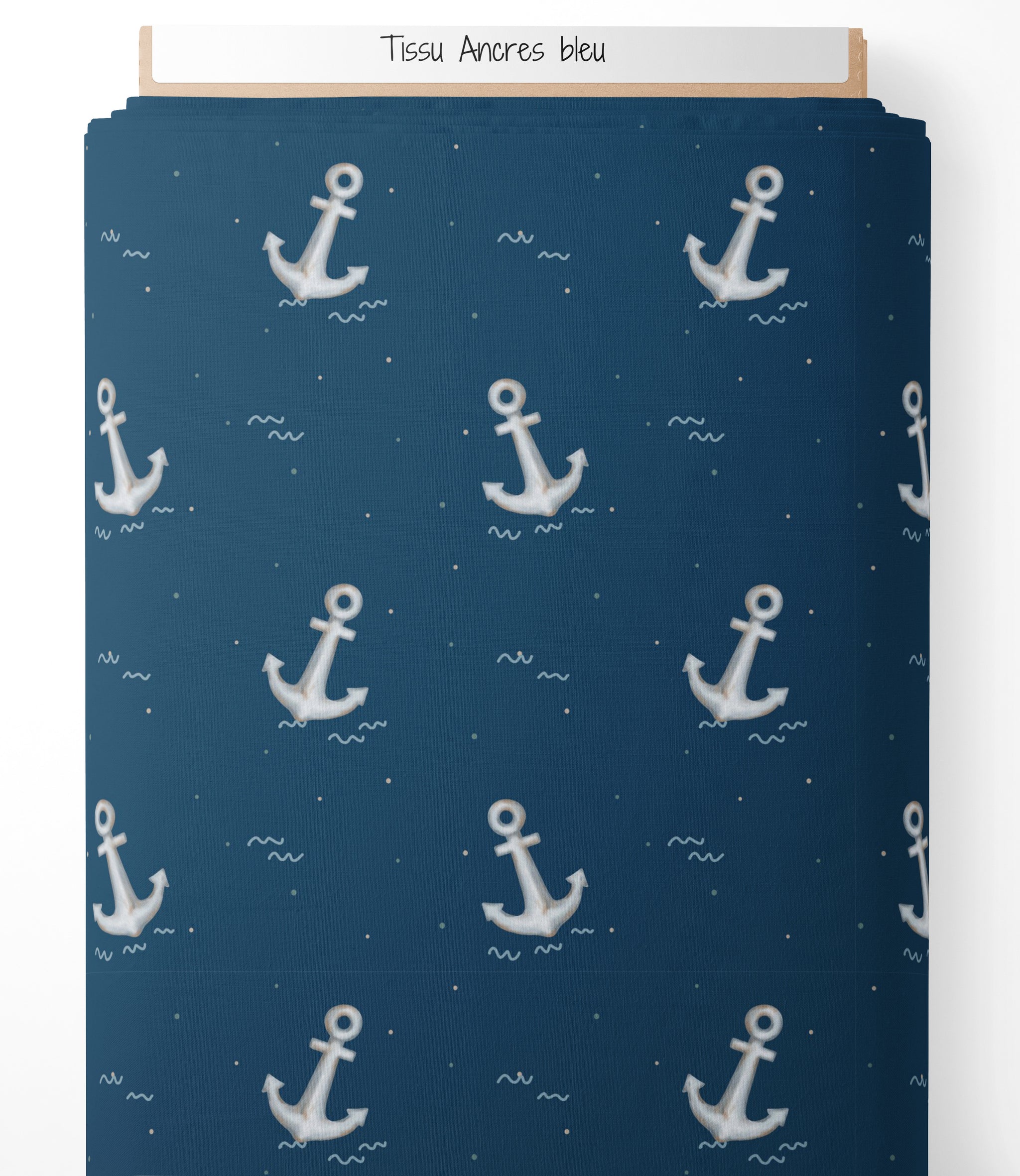 Tissu - Ancres bleu