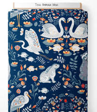 Tissu - Animaux bleus