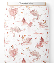 Tissu - Animaux rose