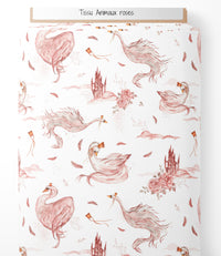 Tissu - Animaux rose