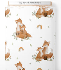 Tissu - Bébé et maman renard