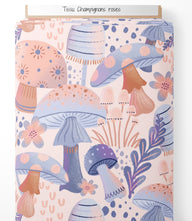 Tissu - Champignons roses