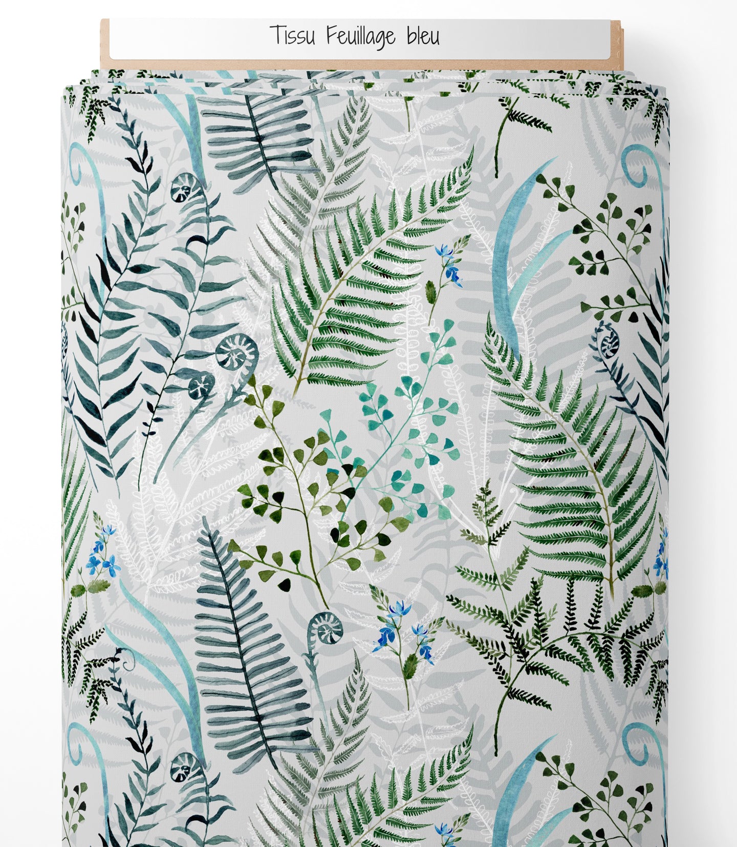 Tissu - Feuillage bleu