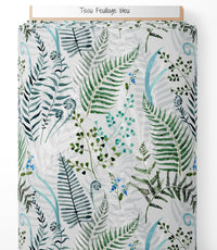 Tissu - Feuillage bleu