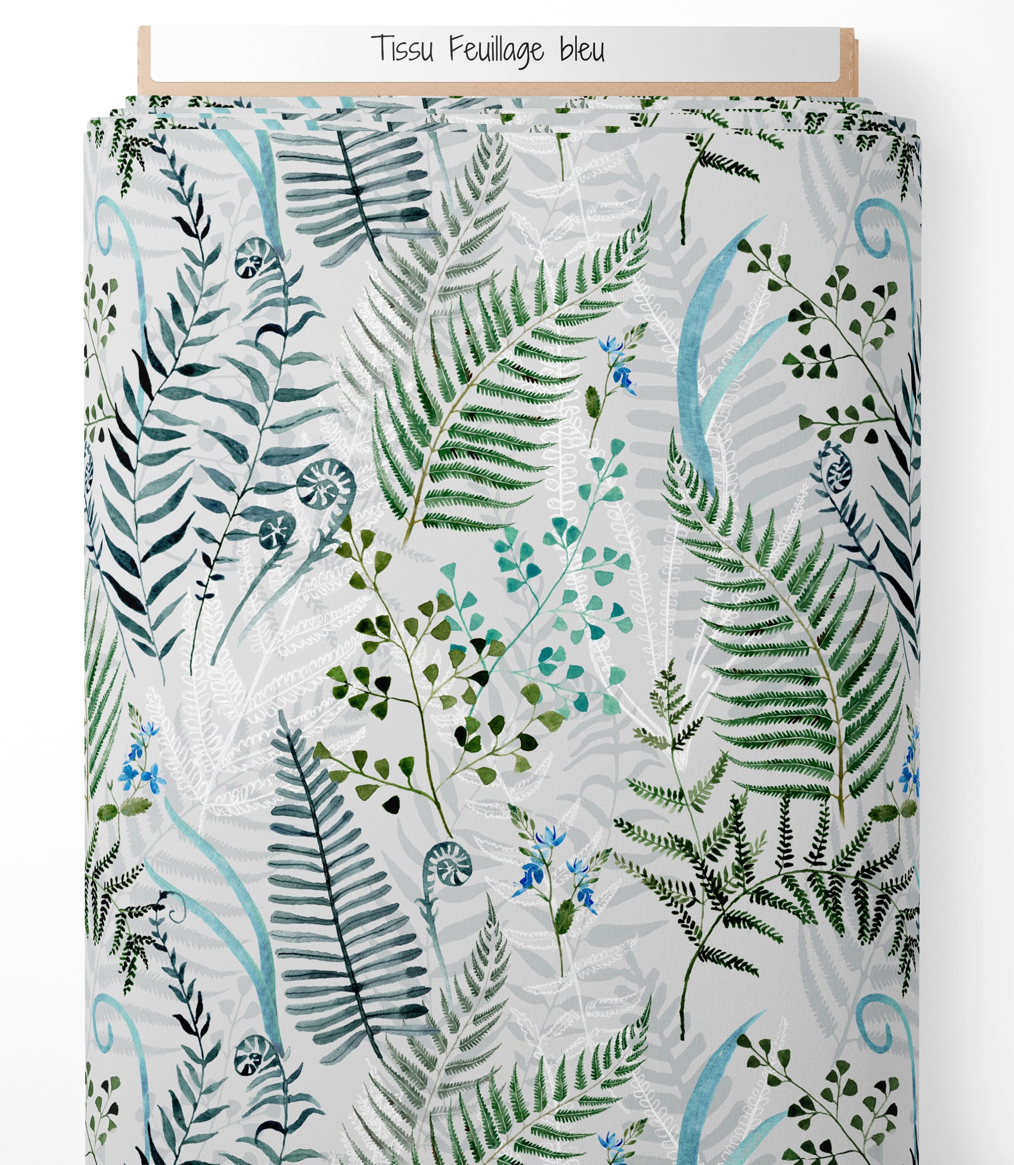 Tissu - Feuillage bleu
