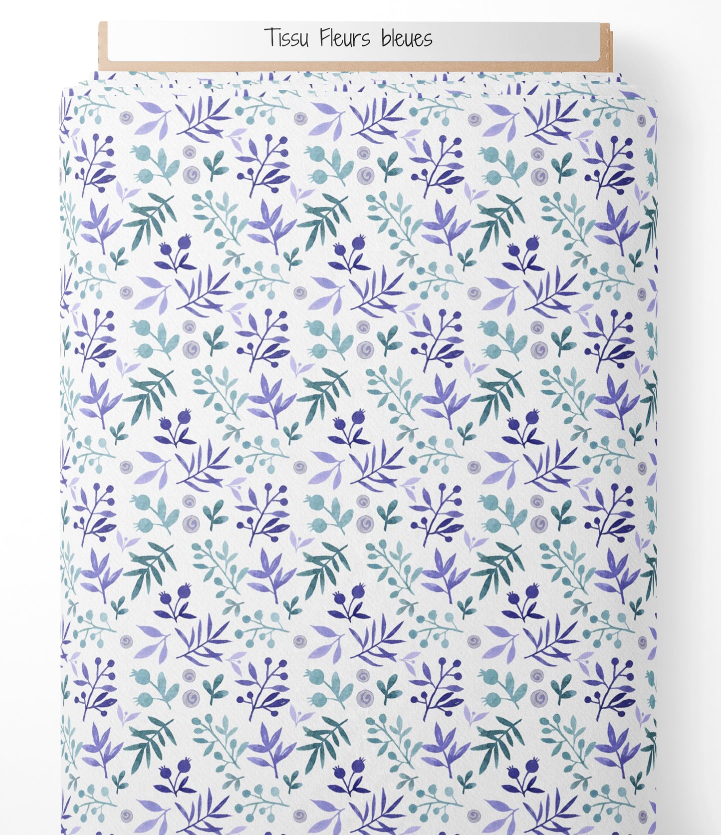 Tissu - Fleurs bleues