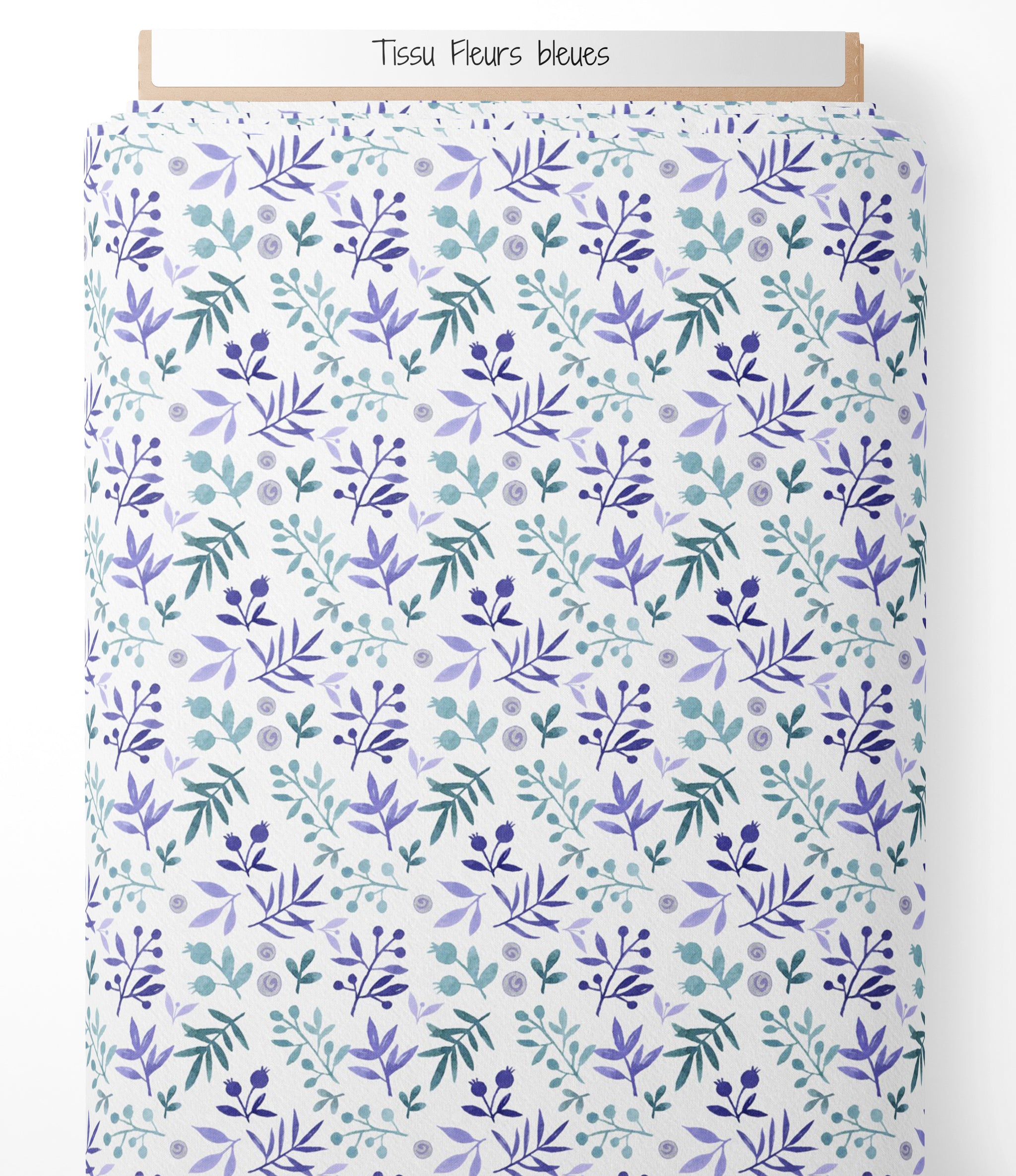 Tissu - Fleurs bleues