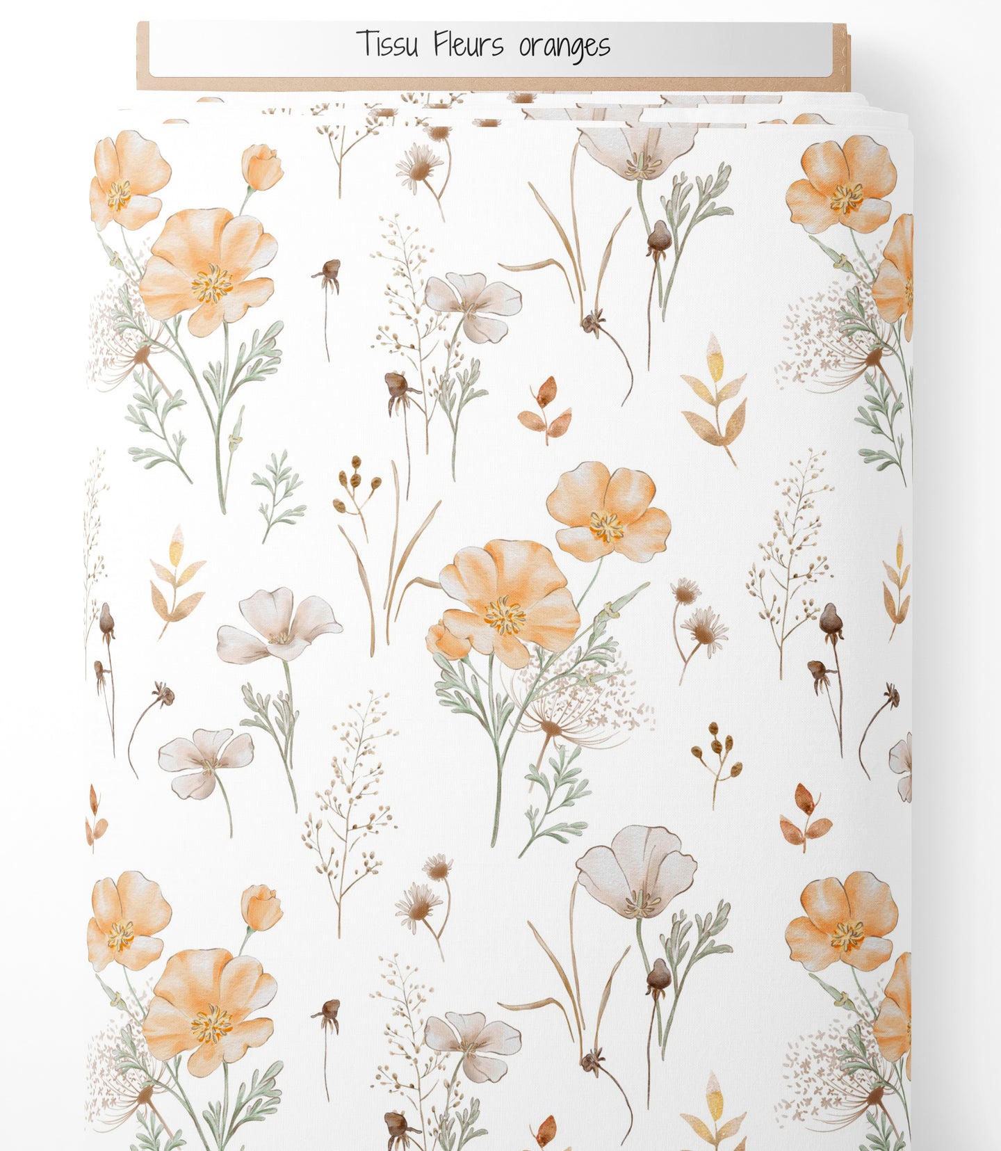 Tissu - Fleurs oranges