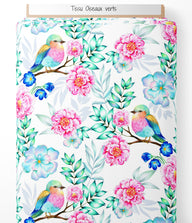 Tissu - Oiseaux verts
