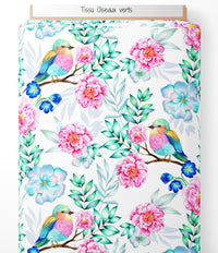 Tissu - Oiseaux verts