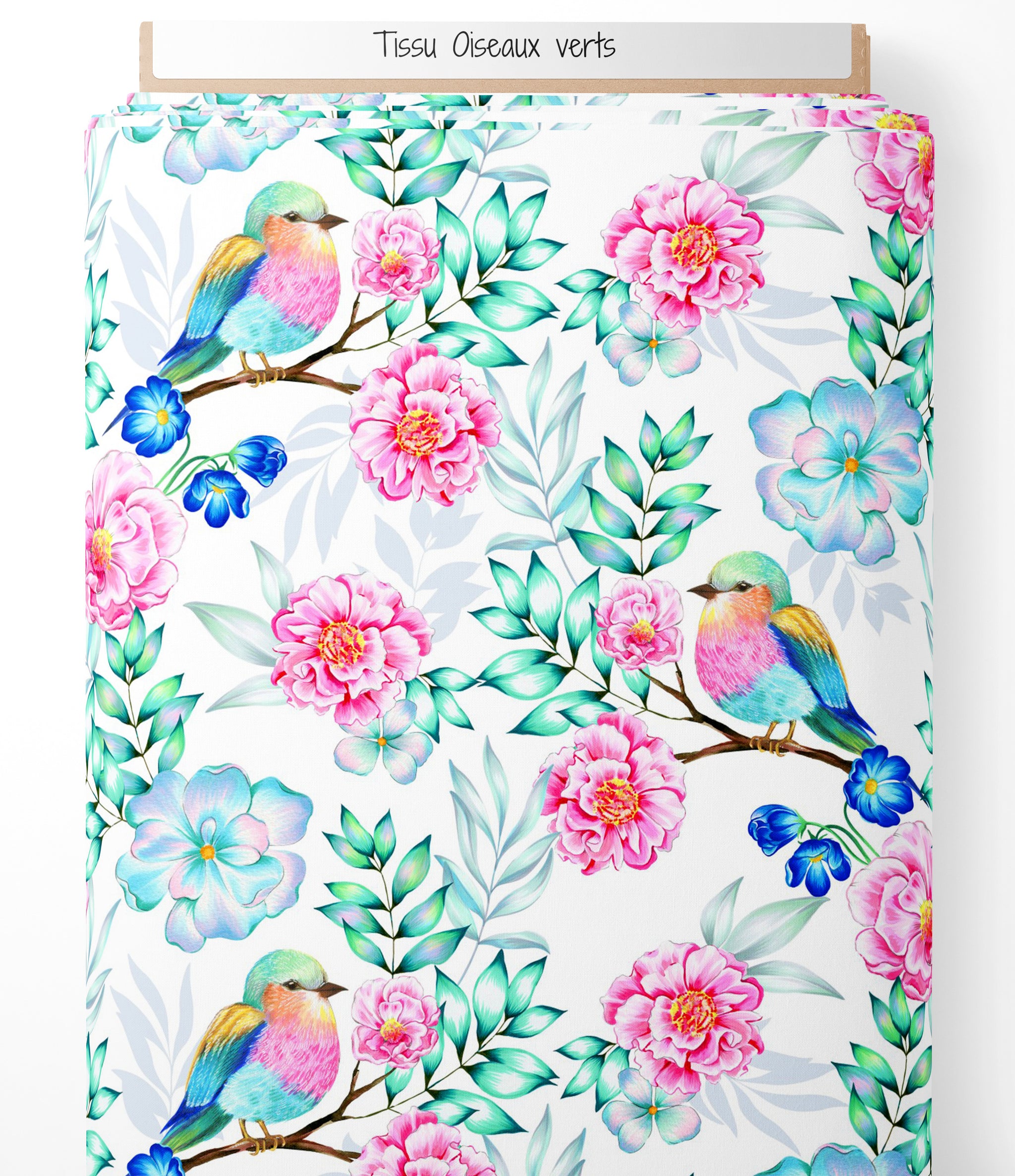 Tissu - Oiseaux verts