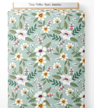 Tissu - Petites fleurs blanches