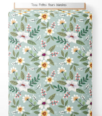 Tissu - Petites fleurs blanches