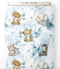 Tissu - Bébé safari bleu