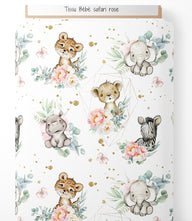 Tissu - Bébé safari rose