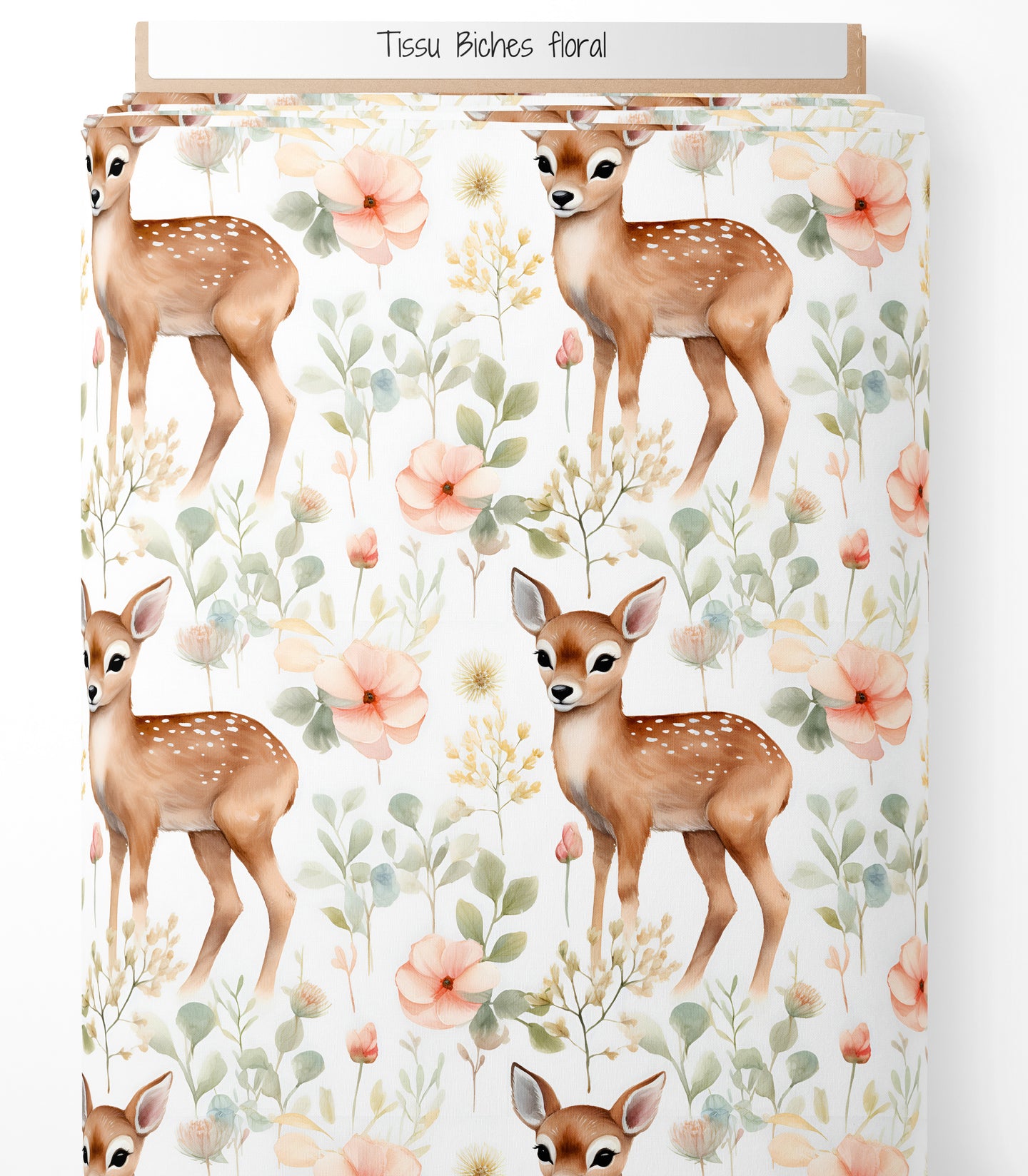 Tissu - Biches floral