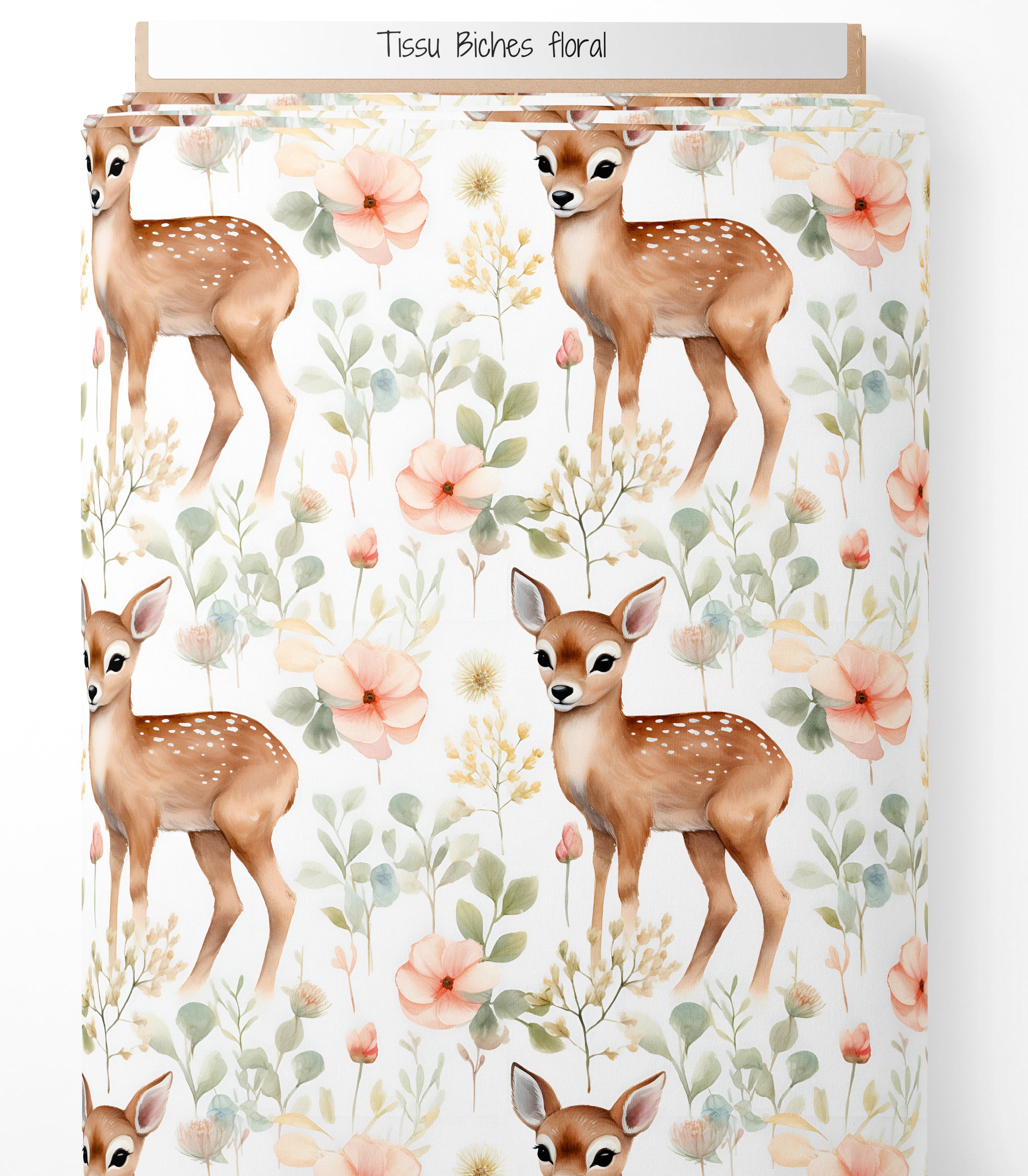 Tissu - Biches floral