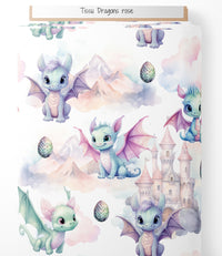 Tissu - Dragons rose