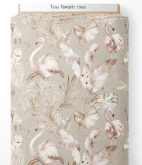 Tissu - Flamants rose