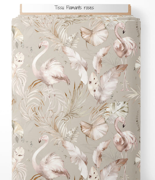 Tissu - Flamants rose