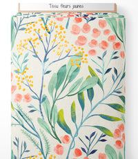 Tissu - Fleurs jaunes