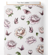 Tissu - Fleurs papillons