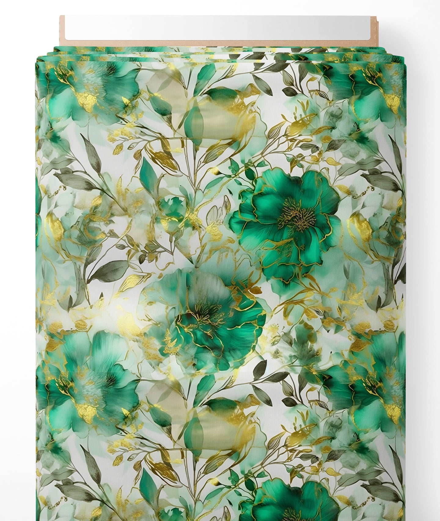 Tissu - Fleurs vertes 3