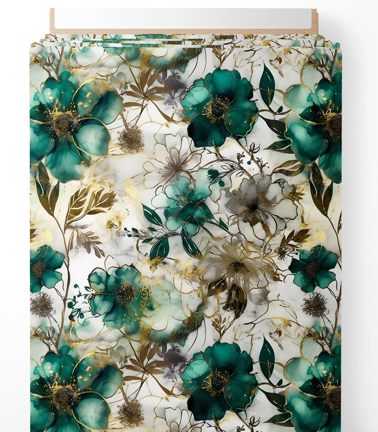 Tissu - Fleurs vertes