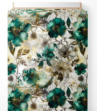 Tissu - Fleurs vertes