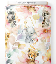 Tissu - Jungle aquarelle rose